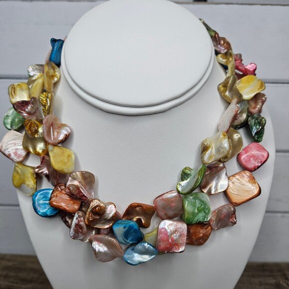 Fashion Pastel color Shell multi Layer Shell Beach Necklace - Picture 2 of 4